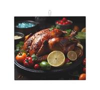Stuzzicante Arrosto Turchia Stampe Piano di Lavoro Cucina Tappetino Assorbente Acqua Assorbente e Antiscivolo per Stoviglie Cucina Piano di Lavello