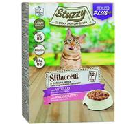 Stuzzy Sterilized Plus Cat Busta Multipack 12x85G VITELLO E PROSCIUTTO