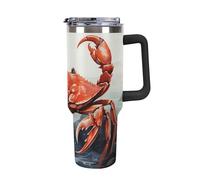 STVNKML Bicchiere da 1180 ml con manico, tazza da caffè in acciaio inox, riutilizzabile, a prova di perdite, isolato, per auto, grande capacità, per viaggi, all'aperto, uso domestico (nero)