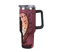 STVNKML Bicchiere da caffè da 1180 ml, con manico, sagoma che si baciano, in acciaio inossidabile, riutilizzabile, da viaggio, a prova di perdite, isolato, tazza per auto, grande capacità, per viaggi