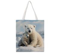 STVNKML Borsa tote da donna in tela con gatto sul terreno, graziosa ed elegante, borsa per la spesa riutilizzabile per tutti i giorni, Simpatico orso polare, 38x41cm