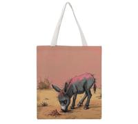 STVNKML Borsa tote da donna in tela con motivo floreale fenicottero, graziosa ed elegante, borsa a tracolla riutilizzabile, per tutti i giorni, L'asino mangia sabbia, 38x41cm