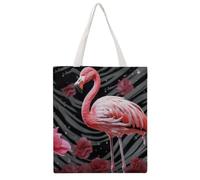 STVNKML Borsa tote da donna in tela con motivo floreale fenicottero, graziosa ed elegante, borsa a tracolla riutilizzabile, per tutti i giorni, Fenicottero rosa, 38x41cm