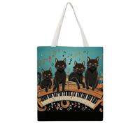 STVNKML Borsa tote da donna in tela con motivo floreale fenicottero, graziosa ed elegante, borsa a tracolla riutilizzabile, per tutti i giorni, Quattro gatti neri sdraiati sulla tastiera del