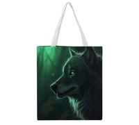 STVNKML Borsa tote da donna in tela con motivo floreale fenicottero, graziosa ed elegante, borsa a tracolla riutilizzabile, per tutti i giorni, Lupo Verde, 38x41cm