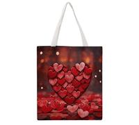 STVNKML Borsa tote da donna in tela con motivo floreale fenicottero, graziosa ed elegante, borsa a tracolla riutilizzabile, per tutti i giorni, Cuore Rosso Amore, 38x41cm