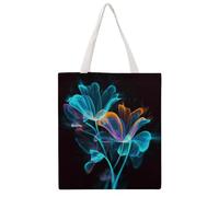 STVNKML Borsa tote da donna in tela con tramonto tropicale, borsa a tracolla elegante, borsa per la spesa riutilizzabile per tutti i giorni, Fiori al neon, 38x41cm