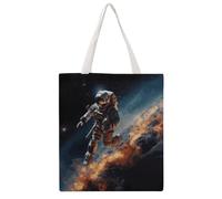 STVNKML Borsa tote in tela disegnata a mano con fiori e cavalli, da donna, graziosa ed elegante, borsa per la spesa riutilizzabile per tutti i giorni, Astronauta che vola nello spazio, 38x41cm