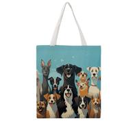 STVNKML Borsa tote in tela disegnata a mano con fiori e cavalli, da donna, graziosa ed elegante, borsa per la spesa riutilizzabile per tutti i giorni, uno, grande, gruppo, di, cani, su, uno, sfondo