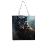 STVNKML Borsa tote in tela disegnata a mano con fiori e cavalli, da donna, graziosa ed elegante, borsa per la spesa riutilizzabile per tutti i giorni, Lupo Fantasy, 38x41cm