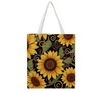 STVNKML Borsa tote in tela disegnata a mano con fiori e cavalli, da donna, graziosa ed elegante, borsa per la spesa riutilizzabile per tutti i giorni, Bellissimo girasole, 38x41cm
