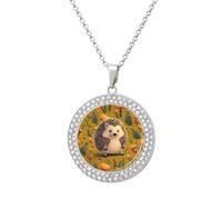 STVNKML Collana a forma di riccio da donna, con ciondolo a cerchio, alla moda, con ciondolo a forma di disco di diamante, collana girocollo per anniversario, San Valentino, regalo di Natale per mamma