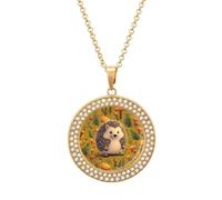STVNKML Collana a forma di riccio da donna, con ciondolo a cerchio, alla moda, con ciondolo a forma di disco di diamante, collana girocollo per anniversario, San Valentino, regalo di Natale per mamma
