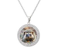 STVNKML Collana a forma di riccio da donna, con ciondolo a cerchio, alla moda, con ciondolo a forma di disco di diamante, collana girocollo per anniversario, San Valentino, regalo di Natale per mamma