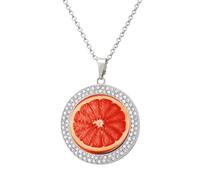 STVNKML Collana con ciondolo a forma di fetta di pompelmo maturo, collana girocollo alla moda con ciondolo a forma di disco di diamante, collana girocollo per anniversario, San Valentino, regalo di