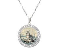 STVNKML Collana con ciondolo a forma di gatto grigio tabby per donne, collana girocollo alla moda con ciondolo a disco diamantato per anniversario, San Valentino, regalo di Natale per mamma e moglie