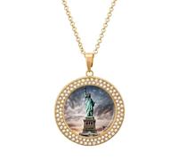 STVNKML Collana con ciondolo a forma di statua della libertà, da donna, alla moda, con ciondolo a forma di disco di diamante, collana girocollo per anniversario, San Valentino, regalo di Natale per