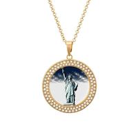 STVNKML Collana con ciondolo a forma di statua della libertà, da donna, alla moda, con ciondolo a forma di disco di diamante, collana girocollo per anniversario, San Valentino, regalo di Natale per