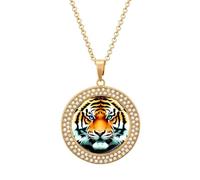 STVNKML Collana con ciondolo a forma di testa di tigre, alla moda, con ciondolo a forma di testa di tigre, collana girocollo alla moda per anniversario, San Valentino, regalo di Natale per mamma e