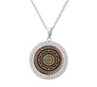 STVNKML Collana da donna con ciondolo a forma di mandala, alla moda, con ciondolo a forma di disco di diamante, collana girocollo per anniversario, San Valentino, regalo di Natale per mamma e moglie