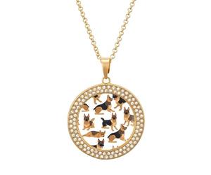 STVNKML Collana da donna con ciondolo a forma di pastore tedesco, alla moda, con ciondolo a forma di disco di diamante, collana girocollo per anniversario, San Valentino, regalo di Natale per mamma e