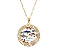 STVNKML Collana girocollo con ciondolo a forma di pesce diverso, alla moda, con ciondolo a forma di disco di diamante, per anniversario, San Valentino, regalo di Natale per mamma e moglie, One size