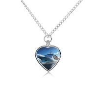 STVNKML Gioiello per la cremazione - Collana con urna a forma di cuore con cavalli bianchi e neri, per ceneri di cane/gatto, ciondolo commemorativo con imbuto e gioielli regalo, One Size, Zinco, Non