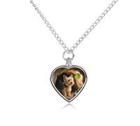 STVNKML Gioiello per la cremazione - Collana con urna a forma di cuore Teton Prairie per ceneri di cane/gatto, ciondolo commemorativo con imbuto e gioielli regalo, One Size, Zinco, Non pietra preziosa