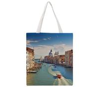 STVNKML Music Monkey - Borsa tote da donna, in tela, graziosa ed elegante, riutilizzabile, per tutti i giorni, Canal Grande in Italia, 38x41cm