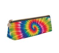 STVYUKL Astuccio per matite con motivo arcobaleno tie-dye, elegante astuccio sottile con cerniera, astuccio in pelle per cosmetici, per lavoro e ufficio