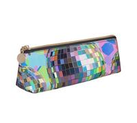 STVYUKL Astuccio per matite con motivo Torre Eiffel, elegante, sottile, con cerniera, in pelle, per trucchi e cosmetici, per lavoro e ufficio, Motivo palla da discoteca, Taglia unica