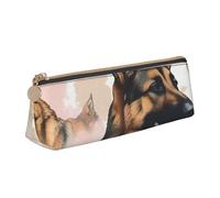 STVYUKL Astuccio per matite con scritta "German Shepherd Dog", elegante astuccio sottile con cerniera, astuccio in pelle per trucchi e cosmetici, per lavoro e ufficio