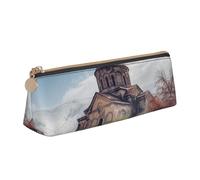 STVYUKL Astuccio porta matite con cane da poker, elegante astuccio sottile con cerniera, astuccio in pelle per trucchi e cosmetici, per lavoro e ufficio, Chiesa armena, Taglia unica