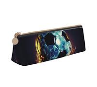 STVYUKL Astuccio porta matite con omino di pan di zenzero, elegante astuccio sottile con cerniera, astuccio in pelle per cosmetici e trucchi per lavoro e ufficio, Cool palla da calcio, Taglia unica