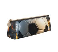 STVYUKL Astuccio portamatite a forma di fungo blu, elegante astuccio sottile con cerniera, astuccio in pelle per cosmetici, per lavoro e ufficio, Palla da calcio in fiamme, Taglia unica