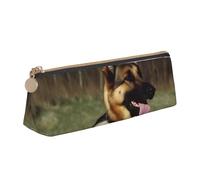 STVYUKL Astuccio portamatite con cane pastore tedesco, elegante astuccio sottile con cerniera, astuccio in pelle per cosmetici, per lavoro e ufficio