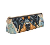STVYUKL Astuccio portamatite con gru, uccellino e piante selvatiche, elegante astuccio sottile con cerniera, astuccio in pelle per trucchi e cosmetici per lavoro e ufficio, Cool Rottweiler Dog Art