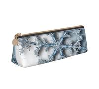STVYUKL Astuccio trasparente con fiocco di neve, elegante astuccio sottile con cerniera, astuccio in pelle per cosmetici, per lavoro e ufficio