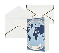 STVYUKL Biglietto di auguri con buste bianche, biglietto con mappa blu del mondo per auguri di compleanno, matrimonio, biglietti vuoti per tutte le occasioni, 10,2 x 15,2 cm
