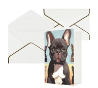 STVYUKL Biglietto di auguri con buste bianche, biglietto di auguri con bulldog francese, simpatico biglietto di auguri di compleanno per matrimonio, biglietti vuoti per tutte le occasioni, 10,2 x 15,2