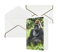 STVYUKL Biglietto di auguri con buste bianche, biglietto di auguri con Gorilla in the Grass Happy Birthday Wedding Invitation biglietti vuoti per tutte le occasioni 4x6
