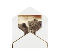 STVYUKL Biglietto di auguri con buste bianche, biglietto di auguri con leone africano e leonessa, biglietto di auguri di buon compleanno per tutte le occasioni, 10 x 15 cm