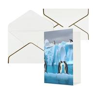 STVYUKL Biglietto di auguri con buste bianche, biglietto di auguri con pinguini sull'iceberg, biglietto di auguri di buon compleanno, matrimonio, biglietti vuoti per tutte le occasioni, 10,2 x 15,2 cm