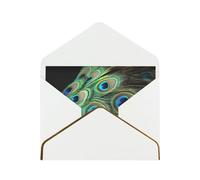 STVYUKL Biglietto di auguri con buste bianche, biglietto di auguri con scritta "Thinking of You", con piume di pavone, per compleanno, matrimonio, biglietti vuoti per tutte le occasioni, 10 x 15 cm