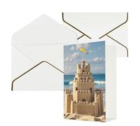 STVYUKL Biglietto di auguri con buste bianche, biglietto di auguri con scritta "Thinking of You" e "Building a Sandcastle", per compleanno, matrimonio, biglietti vuoti per tutte le occasioni, 10 x 15