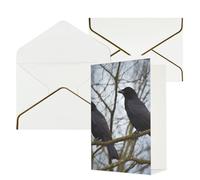 STVYUKL Biglietto di auguri con buste bianche, Thinking of You Biglietto di auguri con corvo nero e uccellini, per compleanno, matrimonio, biglietti vuoti per tutte le occasioni, 10 x 15 cm
