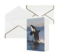 STVYUKL Biglietto di auguri con buste bianche, Thinking of You Card Killer Whale Happy Birthday Wedding Invitation biglietti vuoti per tutte le occasioni 4x6