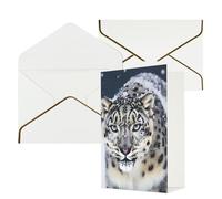 STVYUKL Biglietto di auguri con buste bianche, Thinking of You, con occhi azzurri, leopardo delle nevi, buon compleanno, matrimonio, invito, biglietti vuoti per tutte le occasioni, 10,2 x 15,2 cm