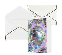 STVYUKL Biglietto di auguri con buste bianche, Thinking of You, motivo palla da discoteca, buon compleanno, invito a matrimonio, biglietti vuoti per tutte le occasioni, 10 x 15 cm