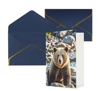 STVYUKL Biglietto di auguri con buste blu, biglietto di auguri per incontri con animali orsi, buon compleanno, matrimonio, biglietti vuoti per tutte le occasioni, 10,2 x 15,2 cm